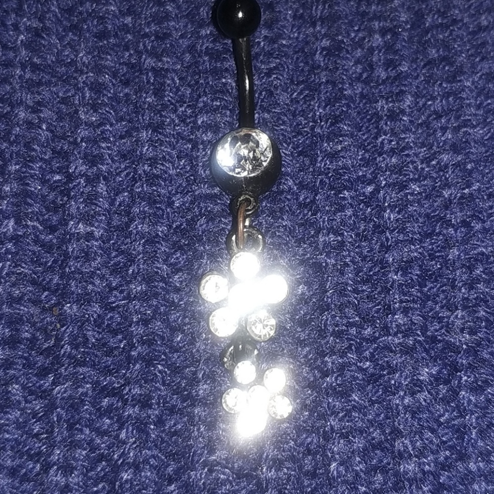 Black Rubber Dangle Belly Button Ring - image 2